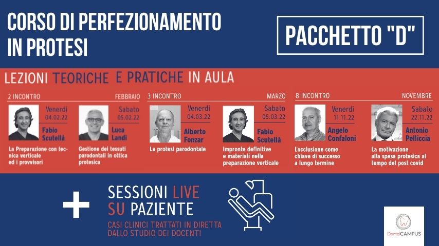 PACCHETTO "D" CORSO DI PERFEZIONAMENTO PROTESI 2022